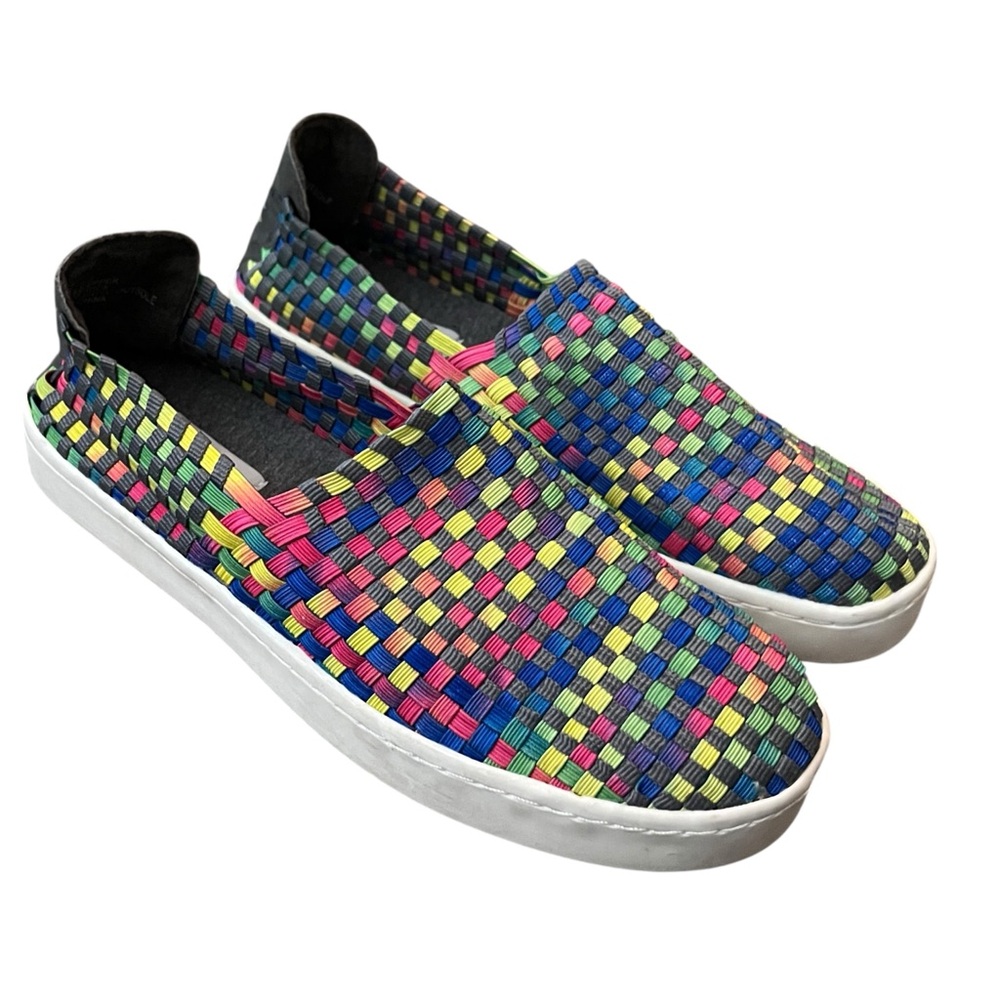 Steve Madden Exx Woven Flat Slip-On Loafers Rainbow 8.5